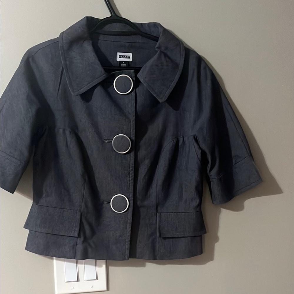 Renuar Women's Black Blazer with Bold Circular Buttons